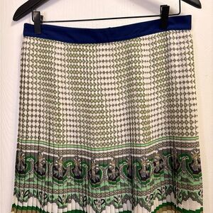Zara Green and Blue Patterned A-Line Skirt